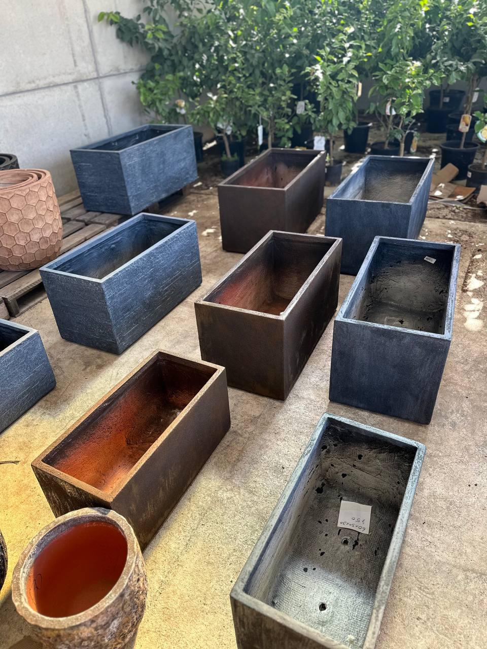 Large fiberglass rectangular planters - plant pots uk