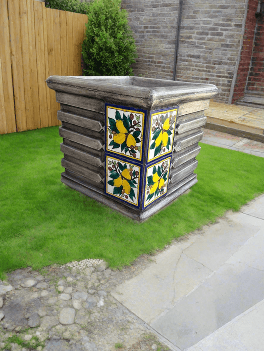 Square Citrus Tile Terracotta Planter - plant pots uk