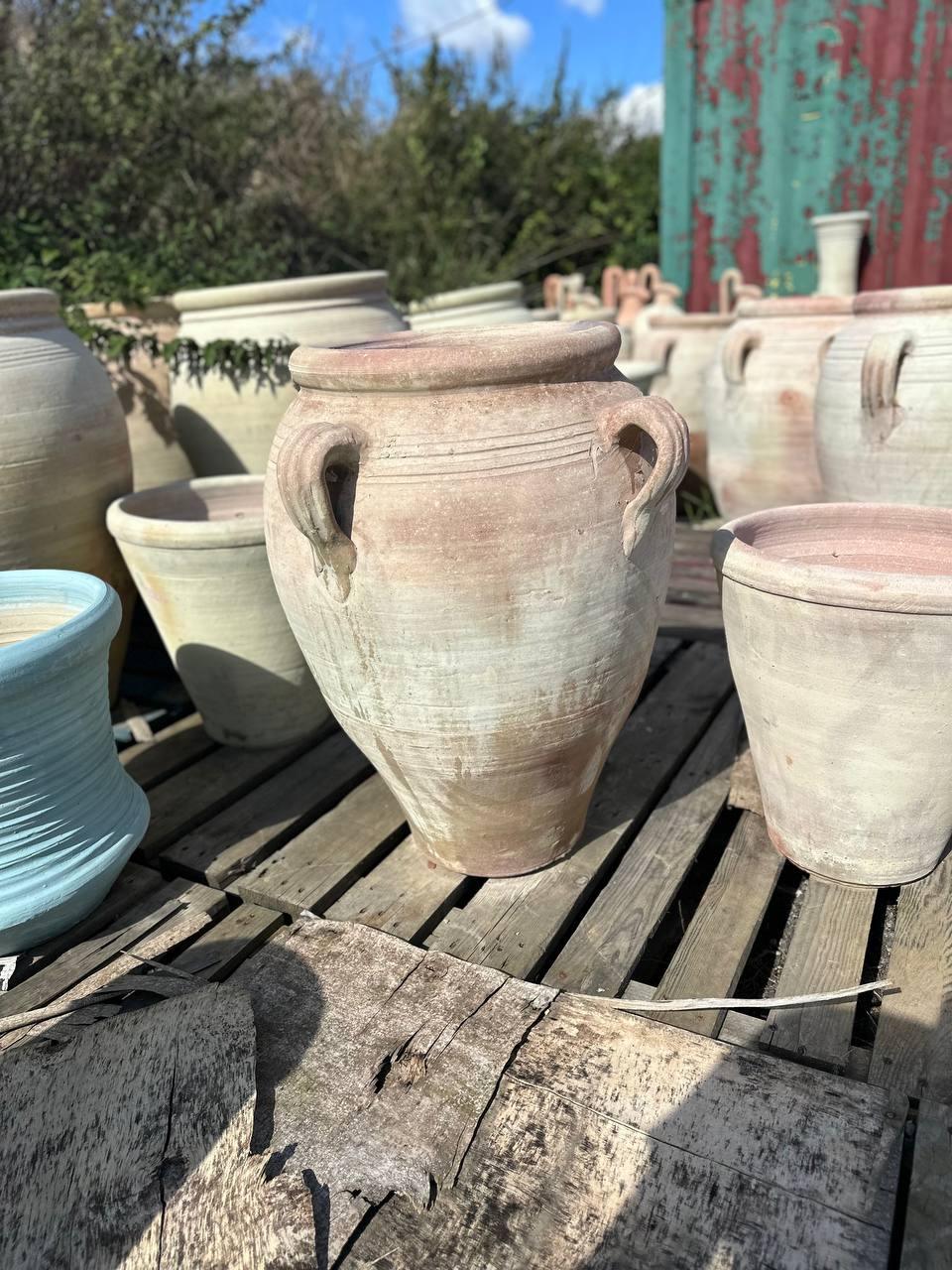 Large Rustic Terracotta Amphora with Handles - plant pots uk