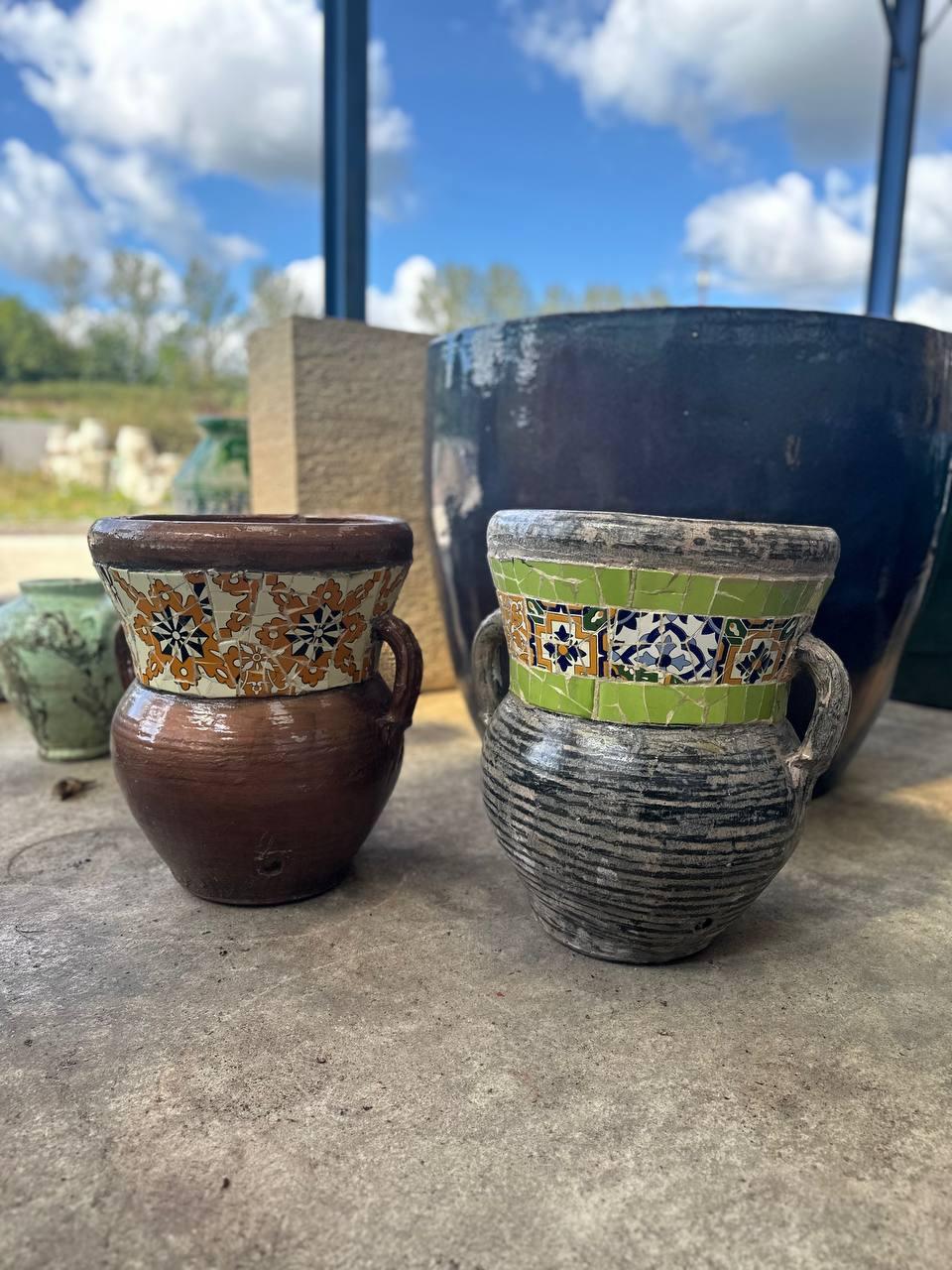 Mosaic Terracotta Planter with Handles - plant pots uk