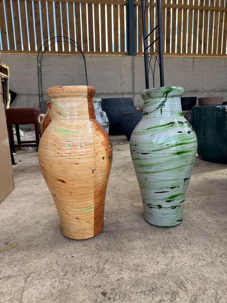 Hand-Painted Splash Glaze Terracotta Vase - plant pots uk