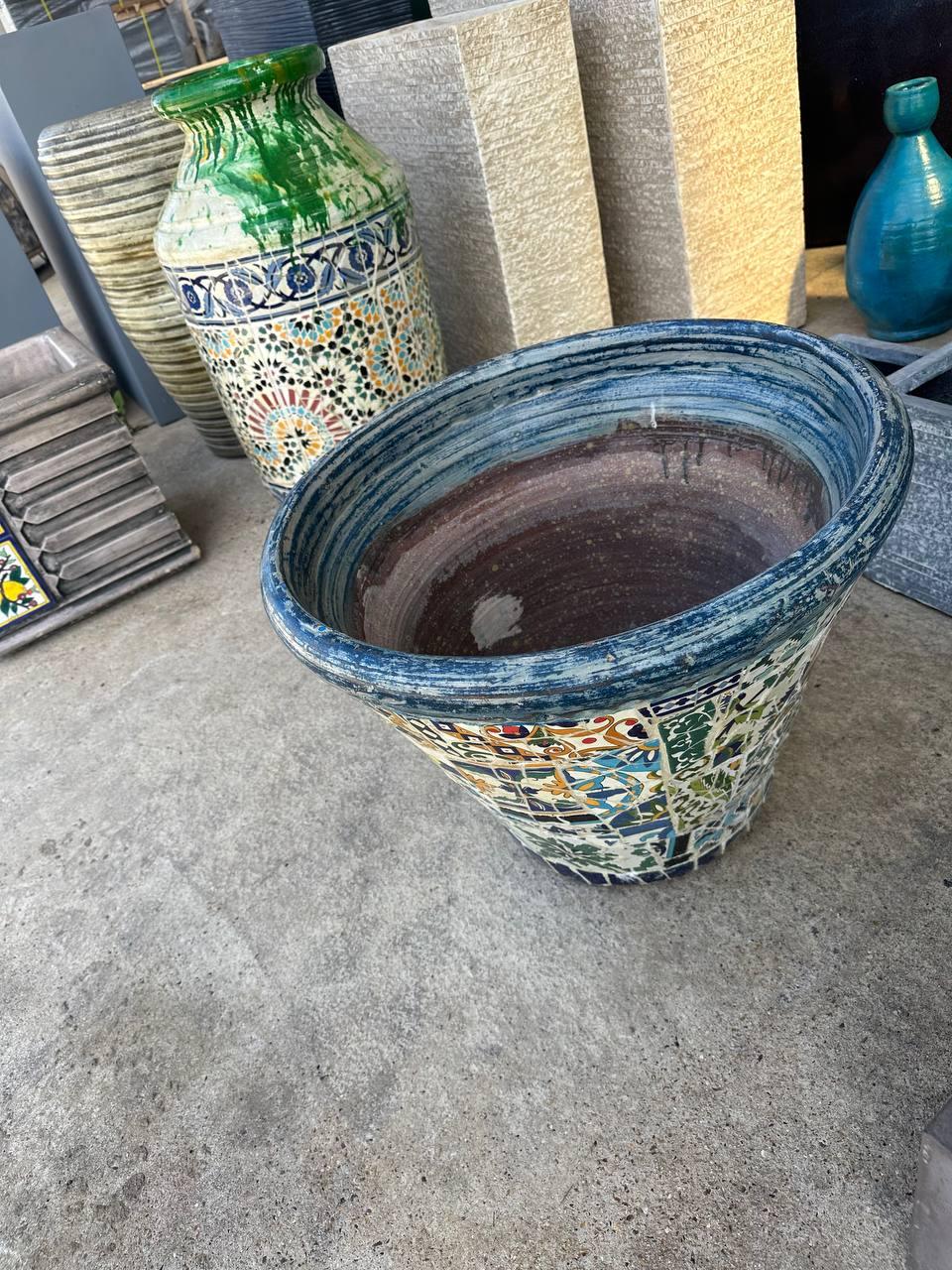 Mediterranean Mosaic Large Terracotta Planter - plant pots uk