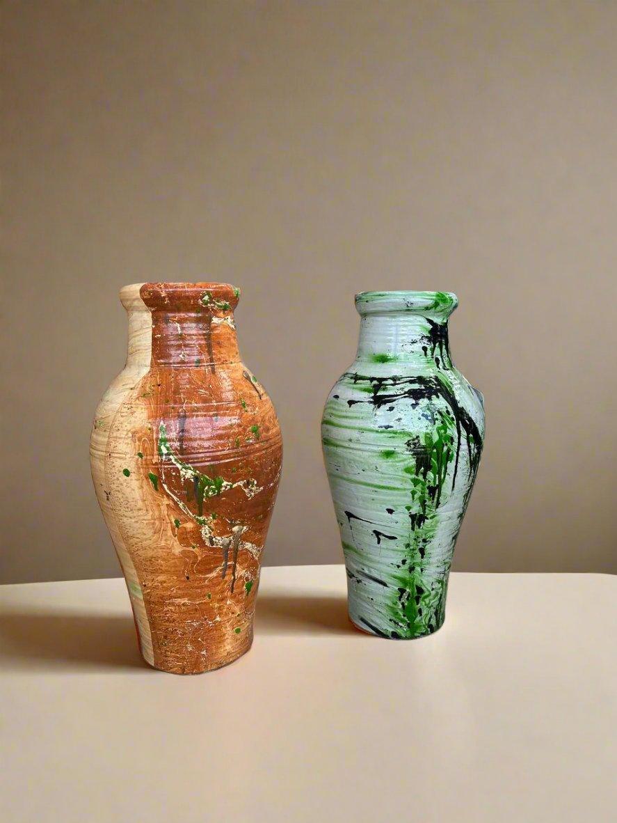 Hand-Painted Splash Glaze Terracotta Vase - plant pots uk