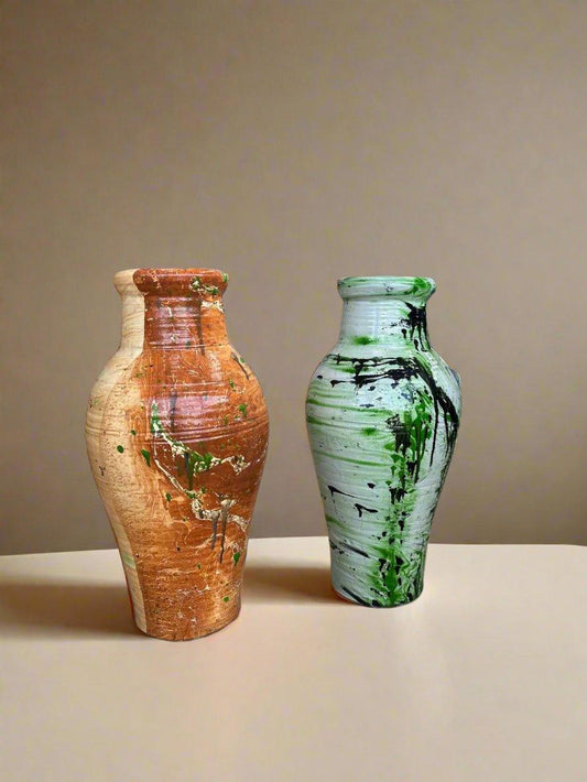 Hand-Painted Splash Glaze Terracotta Vase - plant pots uk