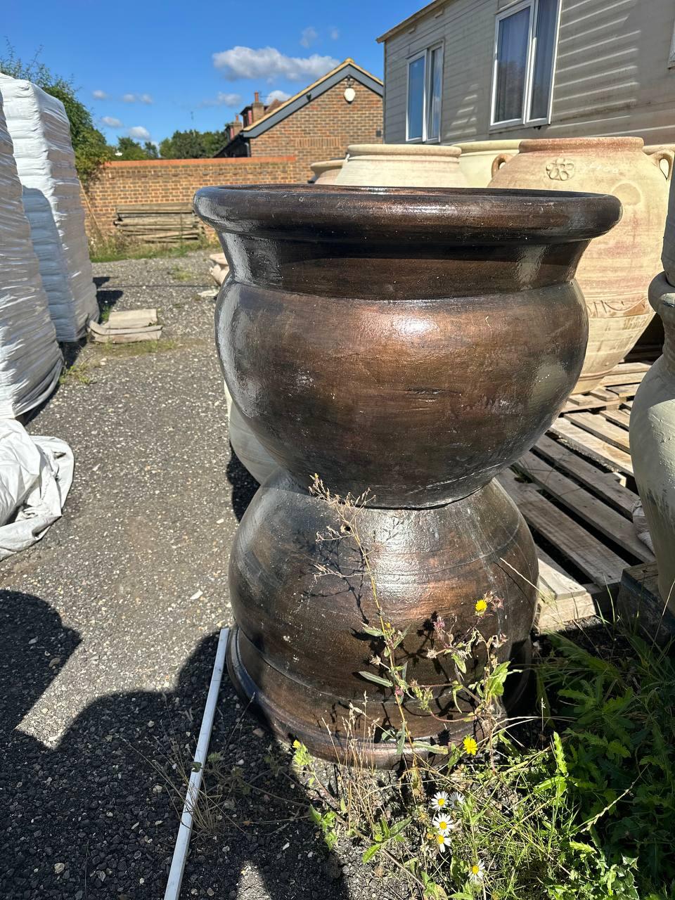 Large Glossy Terracotta Planters - plant pots uk