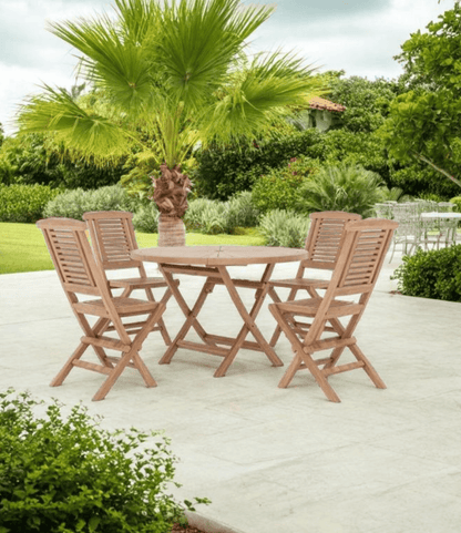 Sunshine Teak 120cm Deluxe Folding Dining Set - plant pots uk