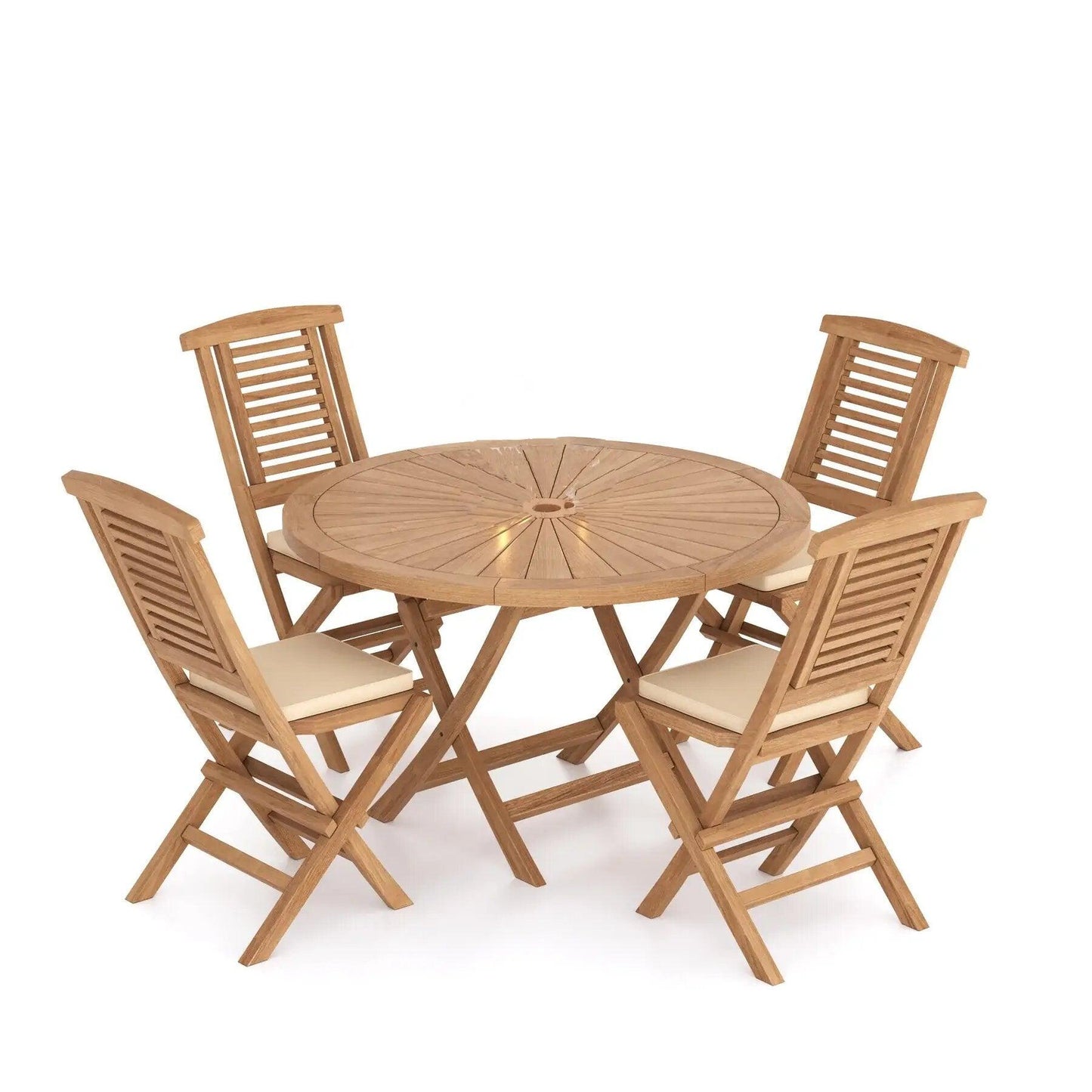 Sunshine Teak 120cm Deluxe Folding Dining Set - plant pots uk