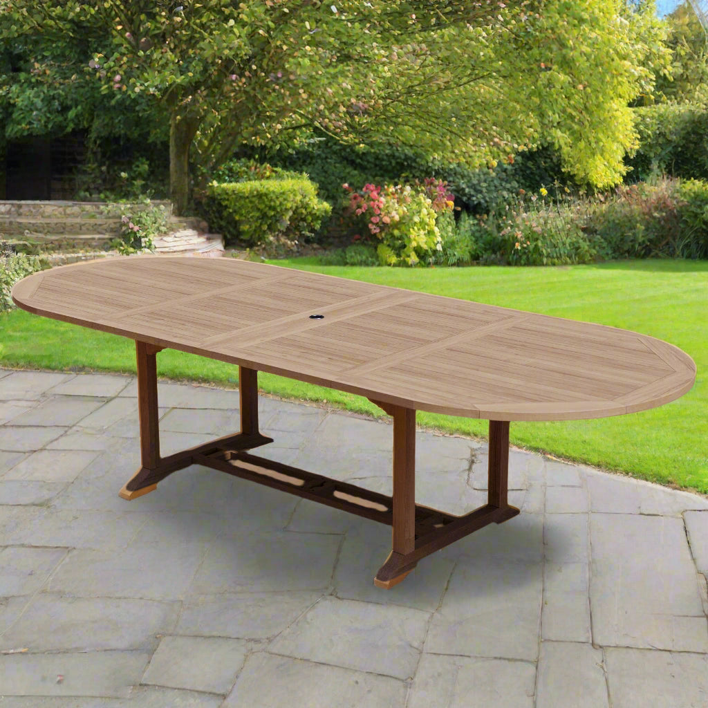 2-3m Oval Double Extending Table with 4cm Top