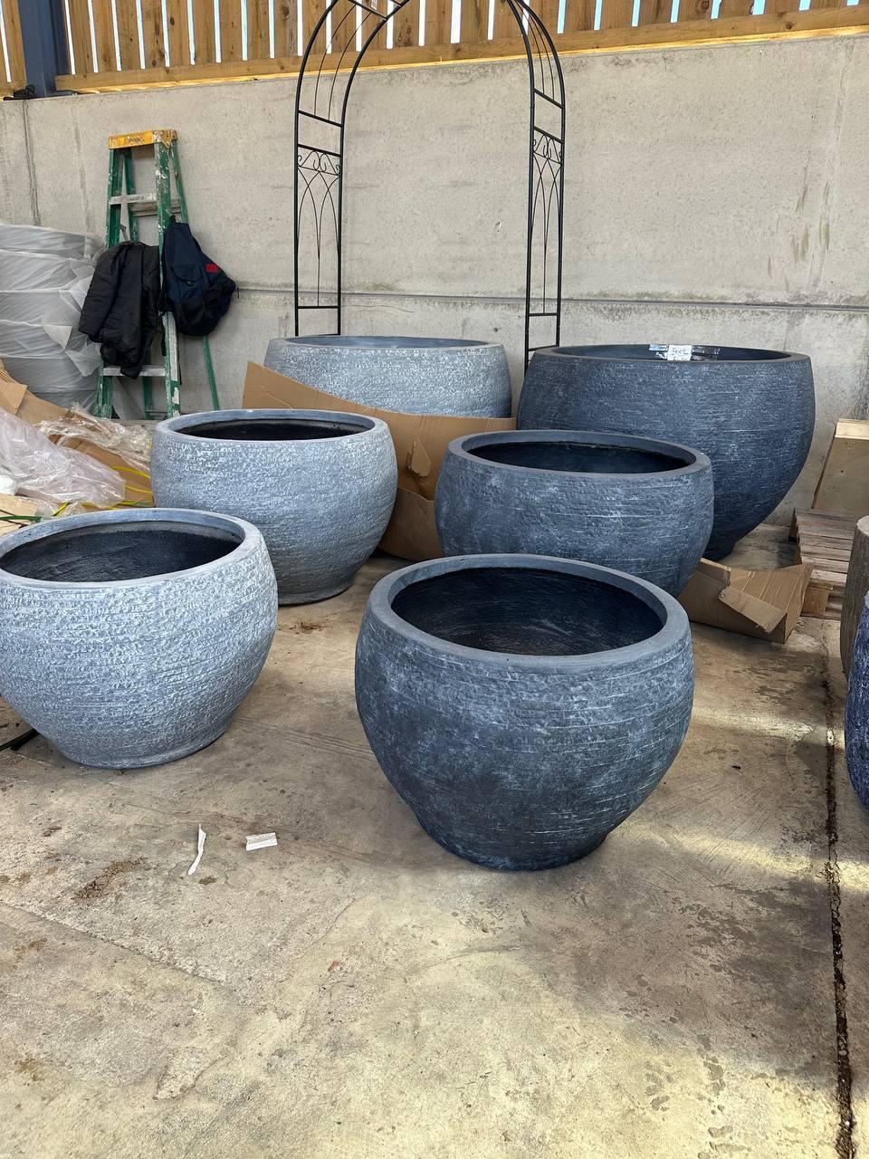 large round fiberglass pots planters - plant pots uk