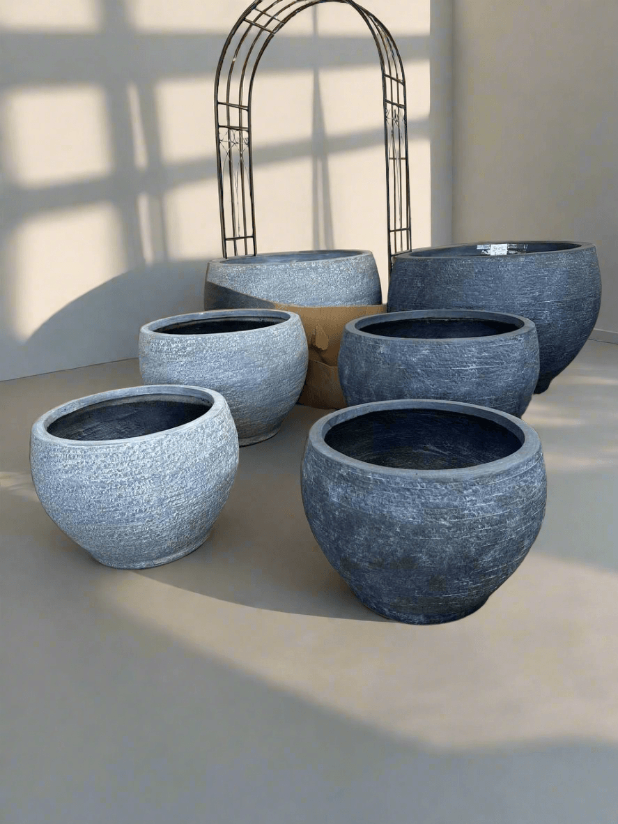 large round fiberglass pots planters - plant pots uk