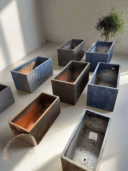 Large fiberglass rectangular planters - plant pots uk