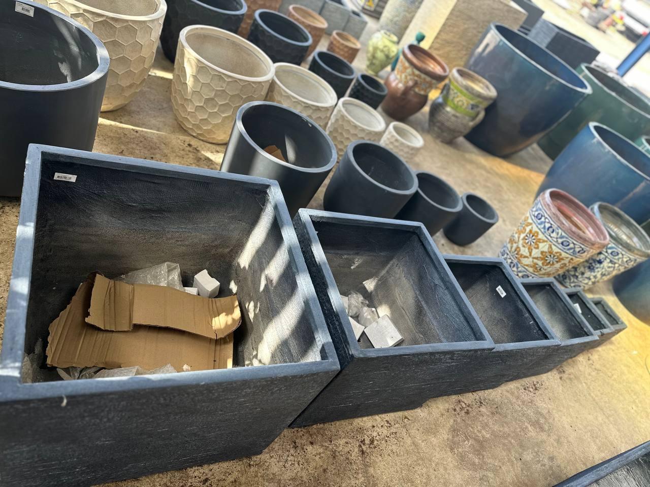 Large Fiberglass Square Pots Planters - plant pots uk