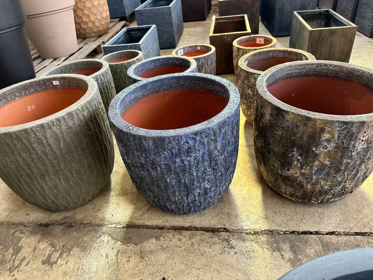 Large Lava Stone Effect Ceramic Pots - plant pots uk