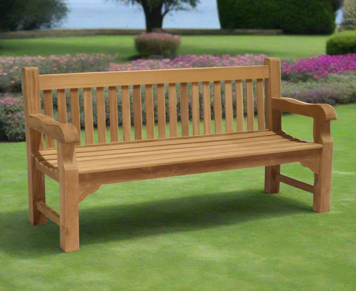 Luxrious Teak Balmoral Park Bench 1.5 m - plant pots uk