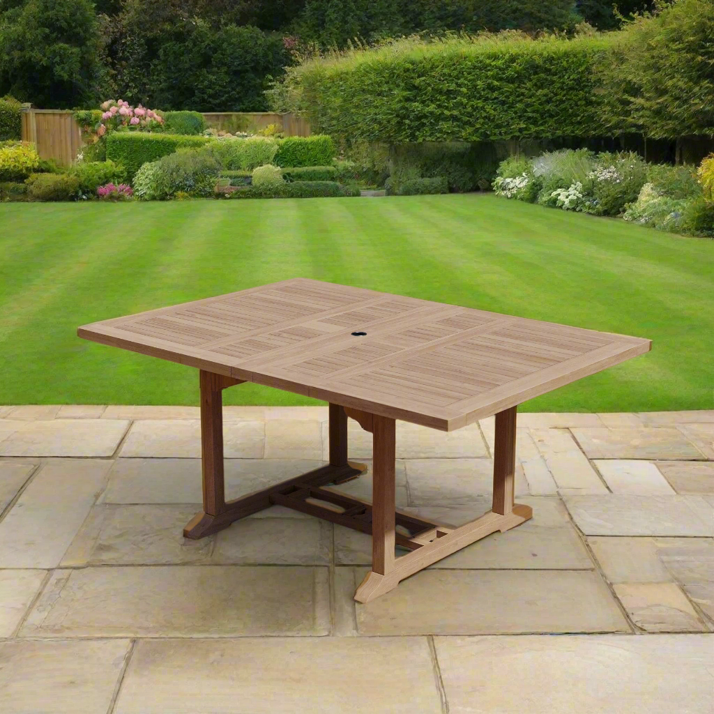 120cm-170cm Square to Rectangle Double Extending Teak Table