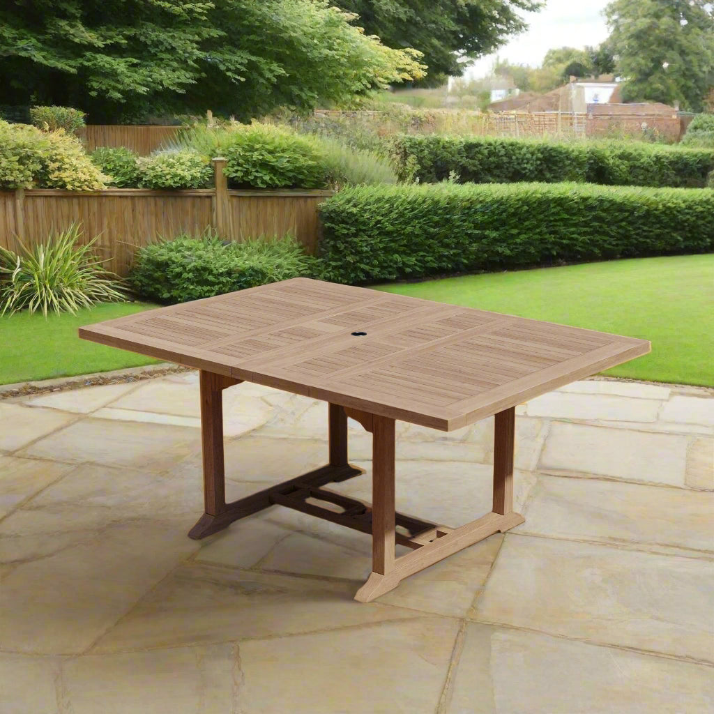 120cm-170cm Square to Rectangle Double Extending Teak Table