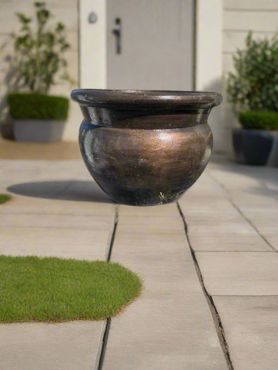 Large Glossy Terracotta Planters - plant pots uk