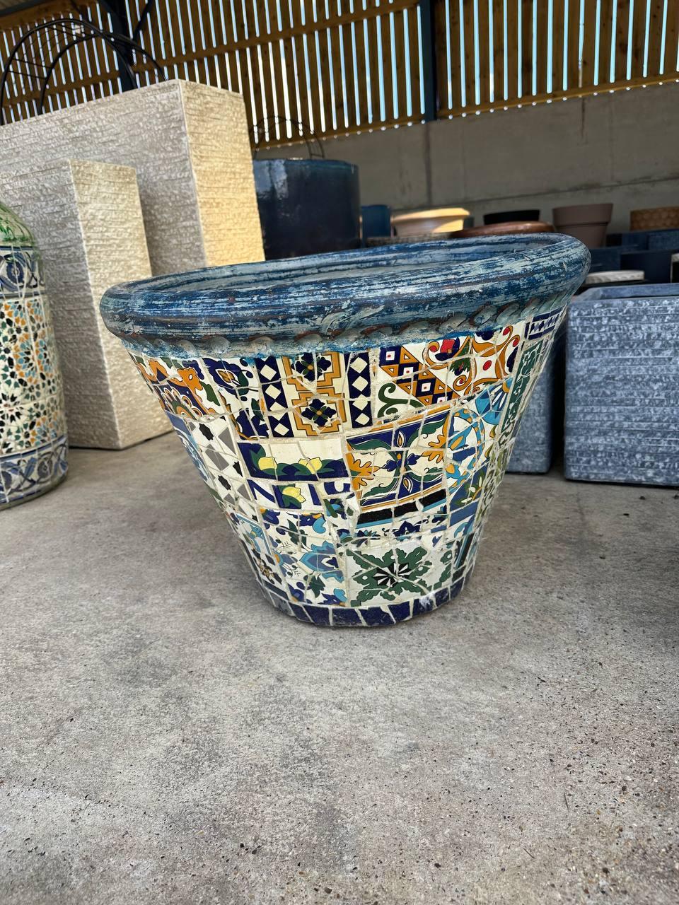 Mediterranean Mosaic Large Terracotta Planter - plant pots uk