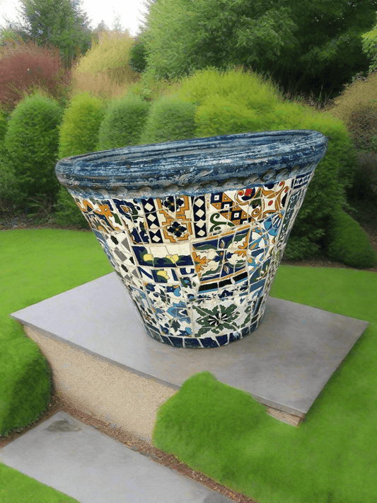 Mediterranean Mosaic Large Terracotta Planter - plant pots uk
